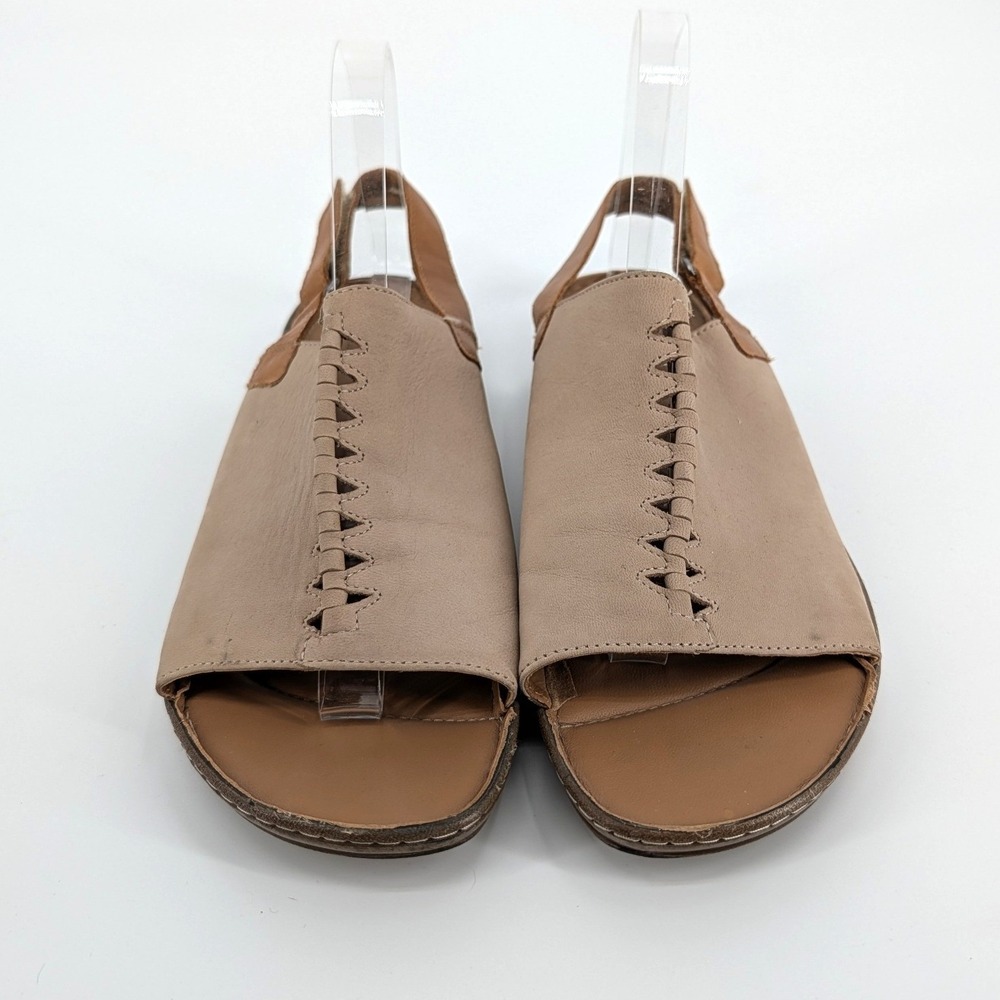 Clarks Artisan Leather Sarla Forte Slingback Sandals Whipstitch Taupe Womens 9 M - Picture 3 of 6